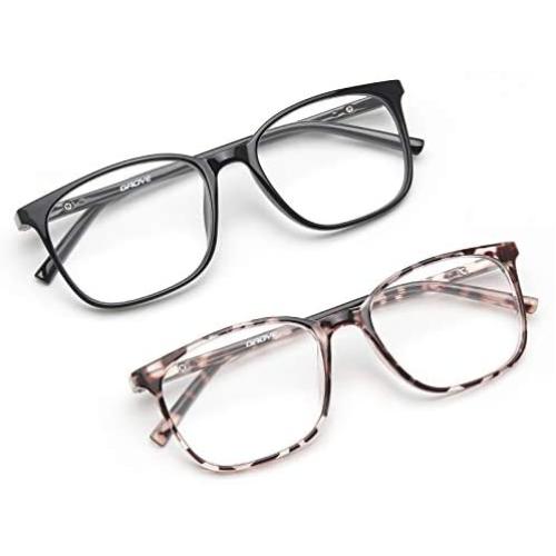 Gaoye 2 Pack Blue Light Blocking Glasses Women Men, Fashion Square Computer Gaming Eyeglasses Spring Hinge Anti UV & Glare