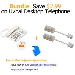 Telephone Cord Detangler, Uvital Anti-Tangle Phone Cable 360 Degree Rotating Landline Swivel Cord Untangler(White,2 PCS)