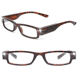 SKYWAY 2pcs Blue Light Blocking Readers with LED Lighted Reading Glasses, Unisex Clear Vision Compact Full Frame Eyewear Glasses for Nighttime Reading (+100)