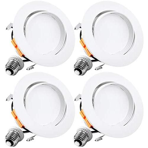 TORCHSTAR 4 Inch Gimbal LED Recessed Light, Dimmable Retrofit Downlight, CRI90+, 10W Directional Adjustable Recessed Ceiling Light, UL & Energy Star, 5000K Daylight, Damp Location, Pack of 4