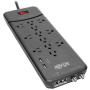 Tripp Lite TLP128TTUSBB 12 Outlet Surge Protector Power Strip, 2 USB Charging Ports, Tel/Modem/Coax Protection, 8ft Cord Right Angle Plug, Black, Lifetime Insurance & $150K Insurance