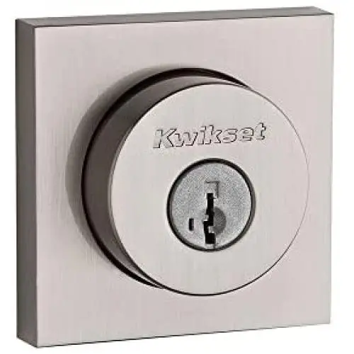 Kwikset 91580-001 Halifax Slim Square Single Cylinder Deadbolt featuring SmartKey in Satin Nickel
