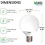 Sunco Lighting 2 Pack G25 LED Globe, 6W=40W, Dimmable, 450 LM, 2700K Soft White, E26 Base, Ideal for Bathroom Vanity or Mirror - UL & Energy Star