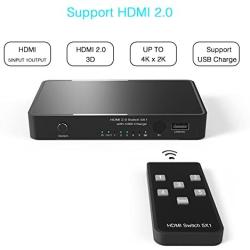 HDMI 2.0 Switch 5x1 ENKLEN Premium Quality 4K x 2K/ 60Hz HDMI Switcher with IR Remote, Support UHD CEC HDR,HDMI 2.0, HDCP 2.2,Full HD/3D,1080P,DTS/Dolby (5 In1 Out)