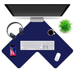 Multipurpose Office Corner Desk Pad and Computer Large Corner Desk Pad - Waterproof Office Desk Mat and Corner Desk Blotter Pad - Home Office Accessories - Durable Corner Desk Pad Protector (Blue)