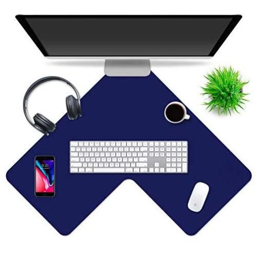 Multipurpose Office Corner Desk Pad and Computer Large Corner Desk Pad - Waterproof Office Desk Mat and Corner Desk Blotter Pad - Home Office Accessories - Durable Corner Desk Pad Protector (Blue)