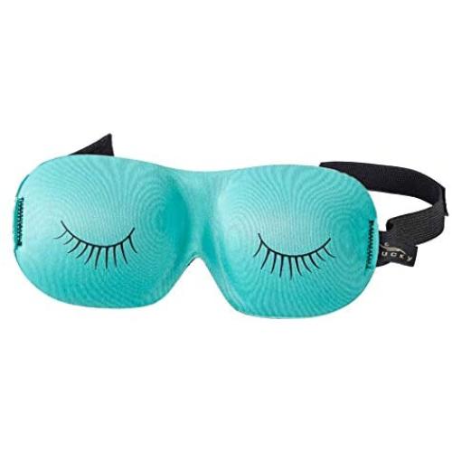 Bucky Ultralight Comfortable Contoured Travel and Sleep Eye Mask, Aqua Eyelash, One Size