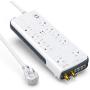 BESTEK 10-Outlet 6 Feet Extension Cord 4000 Joules Power Strip with USB 15A 1875W Surge Protector with Dual 2.4A USB Charging Port Desktop Charging Station, Wide Spaced Outlet for Large Plug