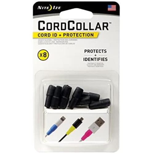 Nite Ize CordCollar, Cord Identification and Protection, 8-Pack, Black