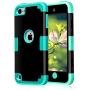 Case for iPod 7 6 5- CheerShare iPod Touch 5 6 7 Case, The Best Silicone Shockproof High Impact Layered Case + Protective Cover Case for iPod Touch 7th 6th 5th Generation(Black + Blue)