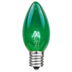 Novelty Lights 25 Pack C9 Outdoor Christmas Replacement Bulbs, Green, E17/C9 Intermediate Base, 7 Watt