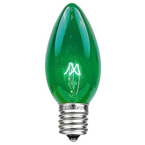 Novelty Lights 25 Pack C9 Outdoor Christmas Replacement Bulbs, Green, E17/C9 Intermediate Base, 7 Watt