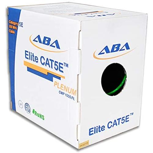 CAT5E Plenum (CMP), Ethernet Cable 1000ft, Unshielded Twisted Pair (UTP) 24AWG, Solid Pure Bare Copper, 350MHz, UL Certified, Easy to Pull, No Kinking, Bulk Networking LAN Cable - Green