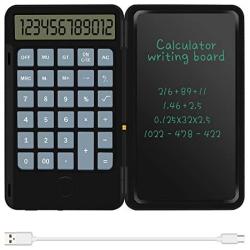 Basic Calculator Notepad with 6.5 Inch LCD Writing Tablet, Rechargeable, Lock Button and E-Pen,12 Digit Display, Also Inkless Drawing/Memo Pads/Planning Boards, Hand-held for Daily and Basic Office