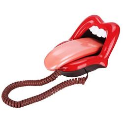 Corded Phone,Home Phone WX-3203# Multi-Functional Large Tongue Shape Telephone Desk Phone Home Decoration Red