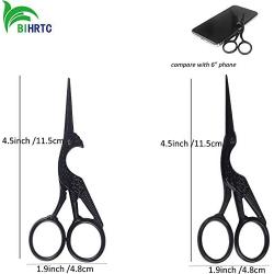 BIHRTC Pack of 2 Scissors Embroidery Scissors 4.5 Inch Black Stork Scissors Sharp Stainless Steel Scissors Small Sewing Scissors for Craft Sewing Handmade Needpoint Artwork Cross-Stitch