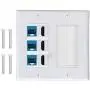 3 CAT6 RJ45 Ethernet + 3HDMI HDTV Type Keystone Face Plate IQIAN Brush Wall Plate, Wall Socket for HDTV, HDMI, Home Theater Systems.
