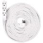 Electes 30 Feet Heavy Duty Extension Cord / Wire , Multi 3 Outlet , 3 Prong Grounded , Angled Flat Plug , 16/3 , SPT3 , UL Listed , White