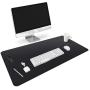 HOMECAS Desk Pad,Office Desk Mat Blotter,31.5'' x 15.7'' Upgraded PU Leather Desk Protector Cover Large Mouse Pad, Waterproof Writing Mat for Office/Home/Computer,Dual Use (Black & Black)