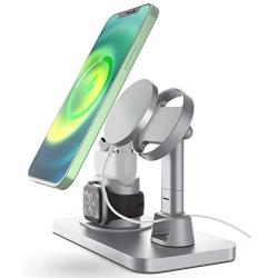 Imguardz Charging Stand Compatible with Magsafe Charger Apple Watch AirPods/Pro iPhone 12/Pro/Max/Mini, Upgraded Charging Station Holder Desk Dock Base Mount for Multiple Devices (Silver Grey)