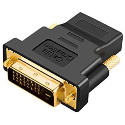 CableCreation DVI to HDMI Adapter, Bi-Directional DVI Male to HDMI Female Converter, Support 1080P, 3D for PS5,PS4,TV Box,Blu-ray,Projector,HDTV