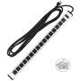 16 Outlets Heavy Duty Metal Socket Power Strip,Oviitech 15-Foot Long Extension Cord with Circuit Breaker. Mounting Brackets Included,Workshop/Industrial use, ETL Certified，Black