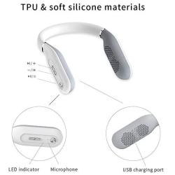Neckband Bluetooth Speaker, Ear&Ear Wireless Over Wearable Speaker True 3D Stereo Sound, IPX4 Waterproof, Built-in Mic for Home Theater and Gaming White