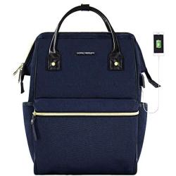 KROSER Laptop Backpack Stylish School Computer Backpack 15.6 Inch Doctor Bag with USB Port Water Repellent College Casual Daypack Travel Business Work Bag for Men/Women-Dark Blue