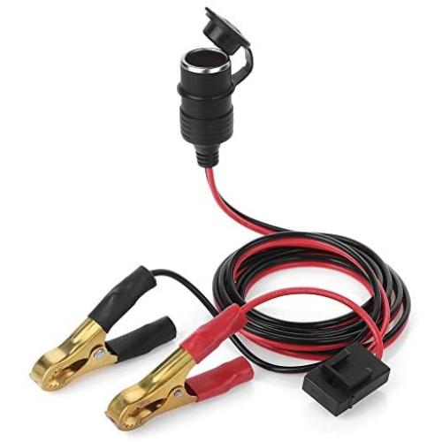 78.8 INCH DC12V 220W Car Cigarette Lighter Extension Cable Alligator Clips Connector Power Plug Socket with Fuse Tap 25A Fuse