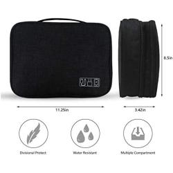 KALIM Cable Organizer Bag, Waterproof Electronic Accessories Soft Case, Traveling Wire Bag for iPad Mini Cables Phone Chargers Adapter Flash Hard Drive and More(Large/Black)