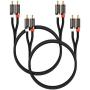 FosPower (2 Pack) 2 RCA M/M Stereo Audio Cable [24K Gold Plated | Copper Core] 2RCA Male to 2RCA Male [Left/Right] Premium Sound Quality Plug - 3FT