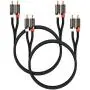 FosPower (2 Pack) 2 RCA M/M Stereo Audio Cable [24K Gold Plated | Copper Core] 2RCA Male to 2RCA Male [Left/Right] Premium Sound Quality Plug - 3FT