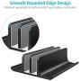 Double Adjustable Vertical Laptop Stand Newly Designed 2 Slots Aluminum Desktop Dual Holder for All MacBook/Chromebook/Surface/Dell/iPad Up to 17.3 Inches - Black