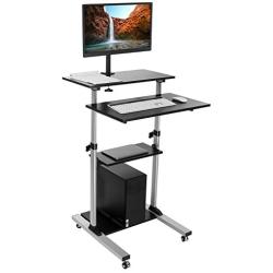 Mount-It Mobile Stand Up Desk/Height Adjustable Computer Work Station Rolling Presentation Cart with Monitor Arm (MI-7942)