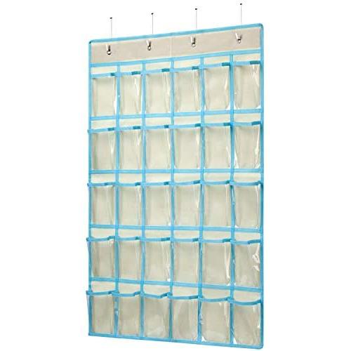 KEEPJOY Classroom Pocket Charts for Cell Phone Calculator Holders, Pocket Organizer for Cell Phone Jail with 30 Clear Pockets Chart Size 33.5 x 24.5 Inch Classroom Pocket Storage (Beige)