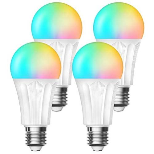Smart Bulbs Smysen: Smart Light Bulb, Smart Bulb Alexa,810 Lumen, A19 LED Smart Home Light Bulb, Compatible with Alexa and The Google Assistant, No Hub Required 4-Pack