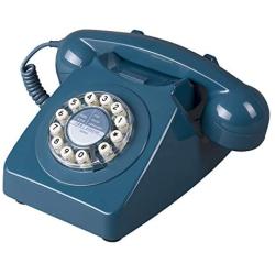 Wild Wood 746 Rotary Design Retro Landline Telephone Biscay Blue