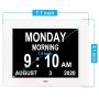 LaMi 7.5 Inch Digital Calendar Day Date Clock - 12 Alarm Options,Extra Large Non-Abbreviated Day&Month Memory Loss Clock for Seniors,Dementia,Impaired Vision (White)