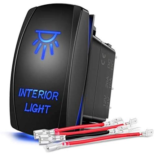Nilight 90002B Interior Light Rocker Switch LED Light Bar 5Pin Laser On/Off LED Light 20A/12V 10A/24V Switch jumper wires set for Jeep Boat Trucks,2 years Warranty