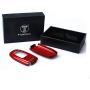 M.JVisun Genuine Carbon Fiber Key Fob Cover for Audi A4 A4L A5 A6 A6L A7 A8 Q5 Q8 R8 RS4 RS5 RS6 RS7 S4 S5 S6 S7 S8 SQ5 Smart Car Remote Key, Mens Car Key Fob Case Womens Fob Cover - Red
