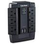 CyberPower CSP600WSU Surge Protector, 1200J/125V, 6-AC Swivel Outlets, 2 USB Charging Ports, Wall Tap Design Black Version