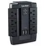 CyberPower CSP600WSU Surge Protector, 1200J/125V, 6-AC Swivel Outlets, 2 USB Charging Ports, Wall Tap Design Black Version CyberPower CSP600WSU Surge Protector, 1200J/125V, 6-AC Swivel Outlets, 2 USB Charging Ports, Wall Tap Design Black Version