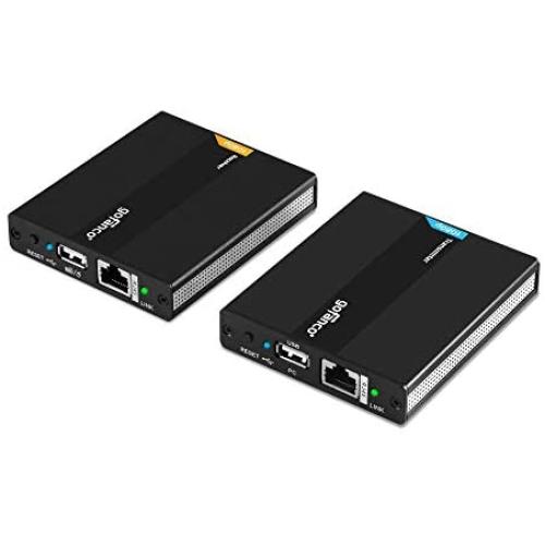 gofanco 1080p USB KVM and HDMI Over CAT5e / CAT6 Extender – 2X USB 2.0 Keyboard/Mouse, Near Zero Latency, Transmitter and Receiver PoC, HDMI Loopout, 197ft (60m)