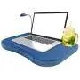 Laptop Lap Desk, Portable with Foam Filled Fleece Cushion, LED Desk Light, Cup Holder-for Homework, Drawing, Reading and More by Lavish Home (Blue)