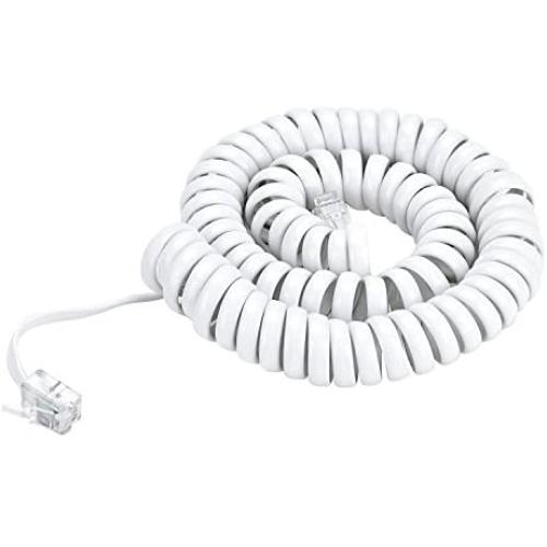 Pasow Telephone Handset Coil Cord Phone Reciever RJ9 Coiled Cable,Coiled Length 1.2 to 10 feet Uncoiled (White)