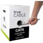 trueCABLE Cat6 Plenum (CMP), 1000ft, Black, 23AWG 4 Pair Solid Bare Copper, 550MHz, ETL Listed, Unshielded Twisted Pair (UTP), Bulk Ethernet Cable