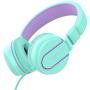 AILIHEN I35 Kid Headphones with Microphone Volume Limited 85dB Children Girls Boys Teen Lightweight Foldable Wired Headset for School Online Course Chromebook Cellphones Tablets (Green Purple)