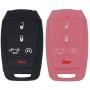 WEIBISS 2 Pack 5 Buttons Key Fob Cover Case Protector Shell Remote Jacket Keyless Entry Holder Bag Compatible with Dodge 2021 2020 2019 Ram 1500 Pickup 68291690AB/AC/AD, Black Pink