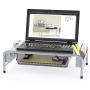 SimpleHouseware Metal Desk Monitor Stand Riser with Organizer Drawer, Silver