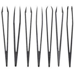 6pcs Precision Tweezers, Plastic Tweezers Set for Electronics DIY Jewelry-making Repair Tool, Black